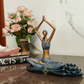 Blue Yoga Figurines -leaf,lotus and pebble design 